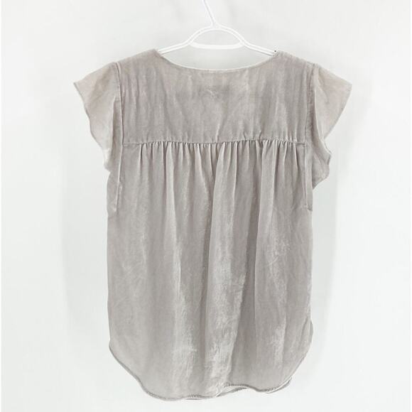 Loft grey velvet flutter sleeve chic holiday semi formal loose fit top size s - Picture 2 of 5
